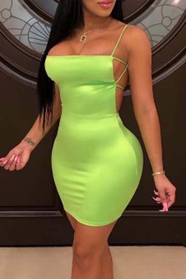 

Lovely Chic Backless Green Mini Dress