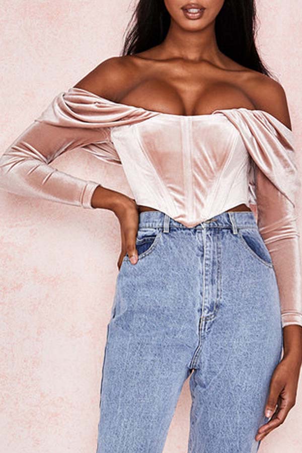 

Lovely Sweet Dew Shoulder Light Coffee Base Layers