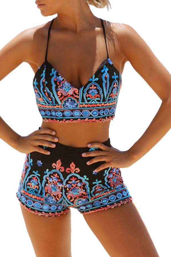 

Lovely Print Multicolor Two-piece Swimsuit, Multi