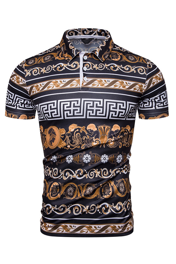 

Lovely Bohemian Floral Print Black Shirt