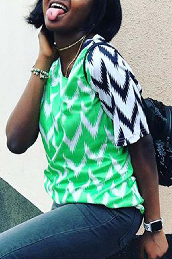 

Lovely Casual Print Green T-shirt