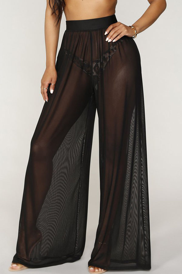 

Lovely Chic See-through Black Pants, White