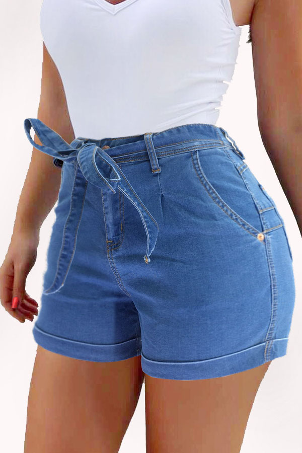

Lovely Chic Skinny Baby Blue Shorts