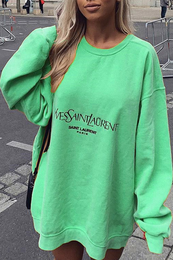 

Lovely Casual Letter Print Green Hoodie
