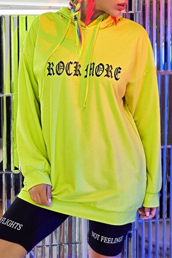 

Lovely Casual Letter Print Green Hoodie