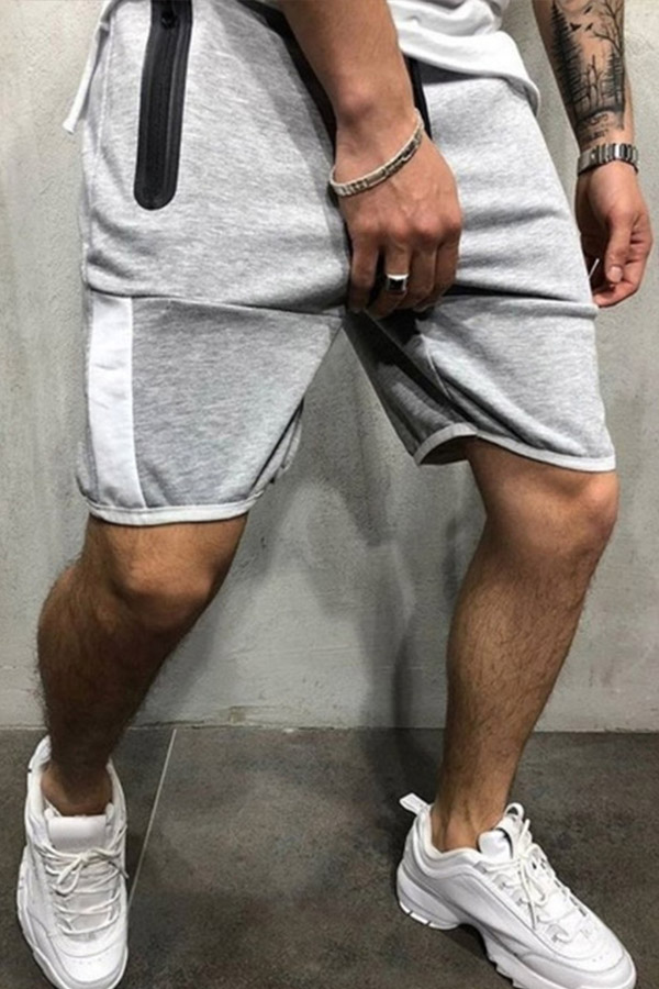 

Lovely Casual Patchwork Grey Shorts