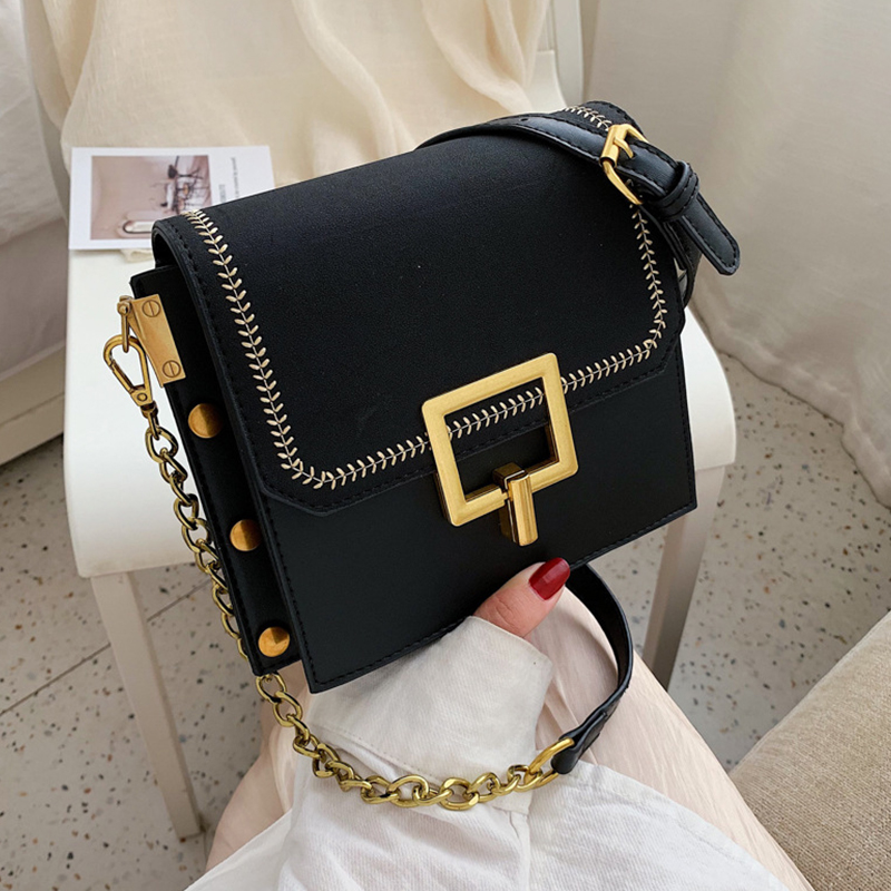 

Lovely Vintage Patchwork Black Crossbody Bag