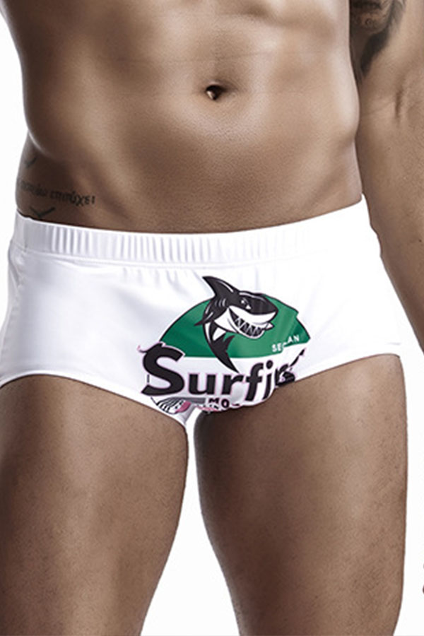 

Lovely Print White Man Swimming Shorts