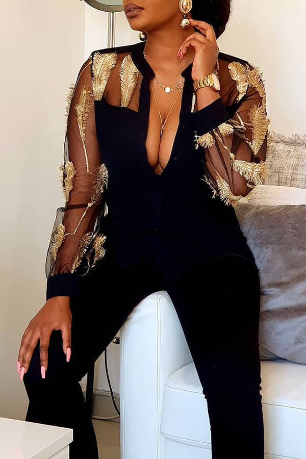 

Lovely Casual Embroidery Black One-piece Jumpsuit