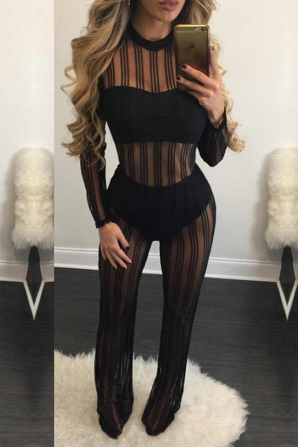 

Lovely Chic Patchwork Black One-piece Jumpsuit