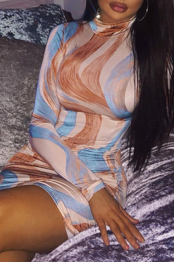 

Lovely Chic Print Fulvouos Ankle Length Dress