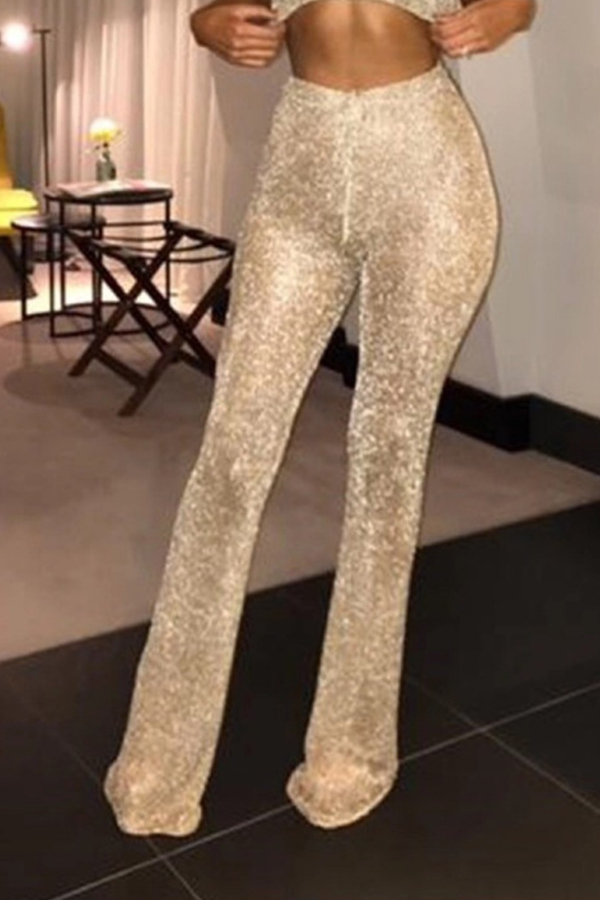 

Lovely Casual Loose Gold Pants