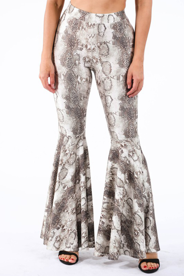

Lovely Casual Flared Print Brown Pants
