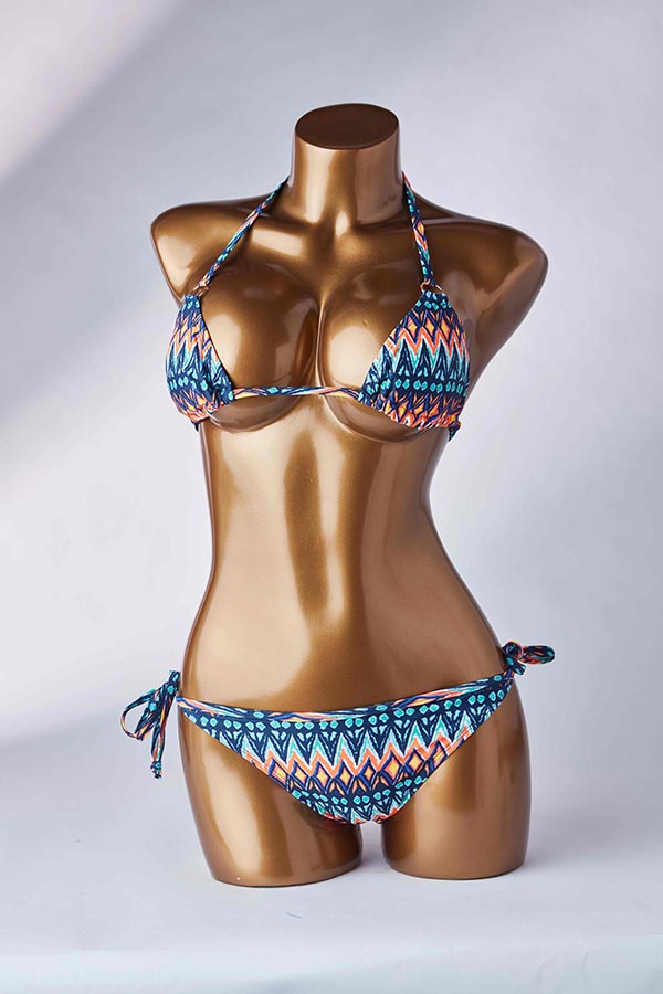 

Lovely Lace-up Print Multicolor Two-piece Swimsuit, Multi