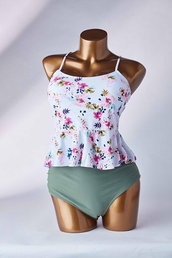 

Lovely Print Green Two-piece Swimsuit