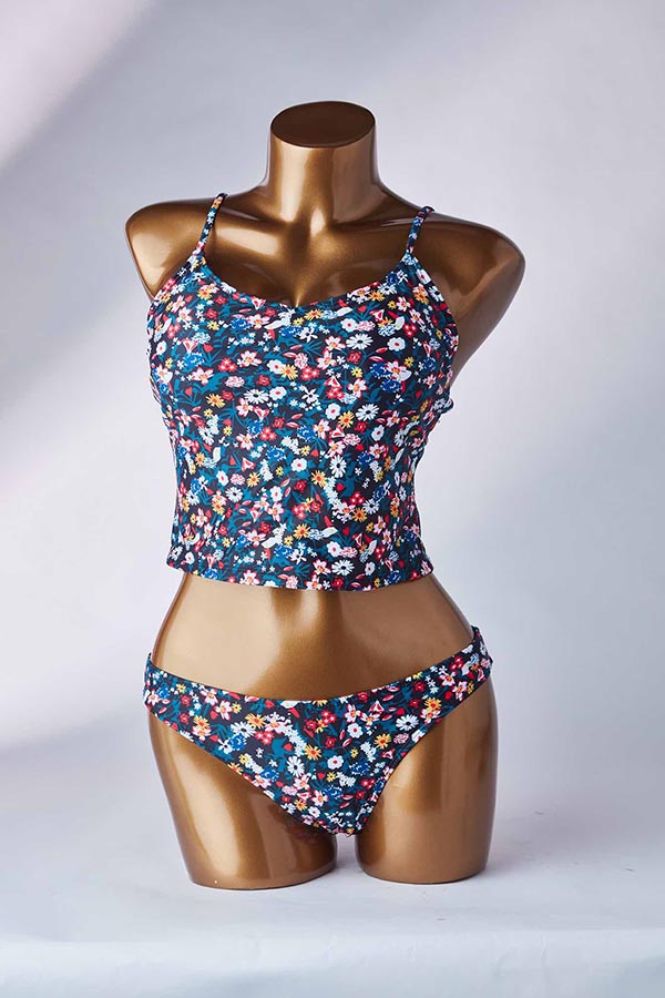 

Lovely Print Blue Two-piece Swimsuit