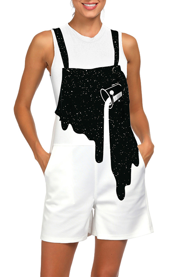 

Lovely Casual Print White One-piece Romper