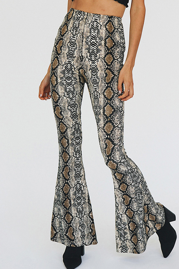 

Lovely Chic Snakeskin Flared Pants, Cobra