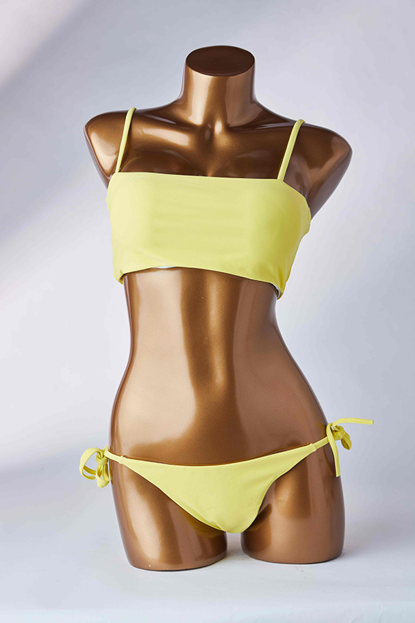 

Lovely Lace-up Yellow Two-piece Swimsuit