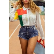 Lovely Chic Patchwork Print Multicolor Blouse