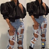 Lovely Casual Loose Black Blouse