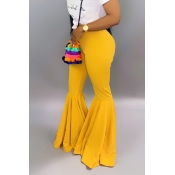 Lovely Casual Skinny Yellow Bell-bottomed Pants