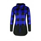 Lovely Casual Patchwork Blue Plus Size Hoodie