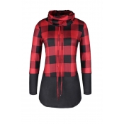 Lovely Casual Patchwork Red Plus Size Hoodie