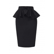 Lovely Casual Flounce Black Plus Size Skirt