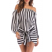 Lovely Chic Striped Black One-piece Romper
