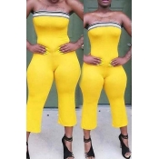Lovely Chic Dew Shoulder Yellow One-piece Jumpsuit