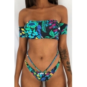 Lovely Print Multicolor Two-piece Swimsuit