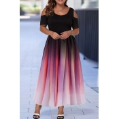 LW Plus Size Casual Patchwork Red Ankle Length Dre