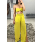 Lovely Leisure Loose Yellow Two-piece Pants Set