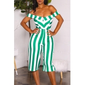 Lovely Stylish Striped Green One-piece Jumpsuit