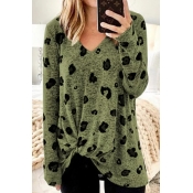 Lovely Casual Print Green Plus Size Hoodie