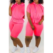 Lovely Casual Basic Pink Two-piece Shorts Set