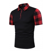 Lovely Chic Plaid Print Black And White Polo Shirt