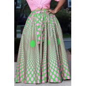Lovely Sweet Print Loose Green Skirt