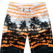 Lovely Bohemian Plants Print Yellow Shorts