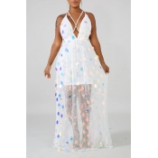 Lovely Chic Backless White Maxi Dress