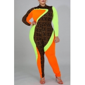 Lovely Casual Print Multicolor Plus Size One-piece
