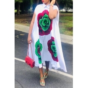 Lovely Chic Print Asymmetrical White Ankle Length 