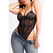 Lovely Sexy See-through Black Bodysuit