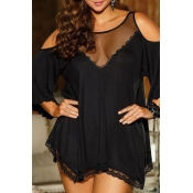 Lovely Casual Asymmetrical Black Plus Size Mini Dr