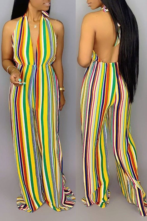 

Lovely Trendy Striped Multicolor One-piece Jumpsuit, Multicolor stripe
