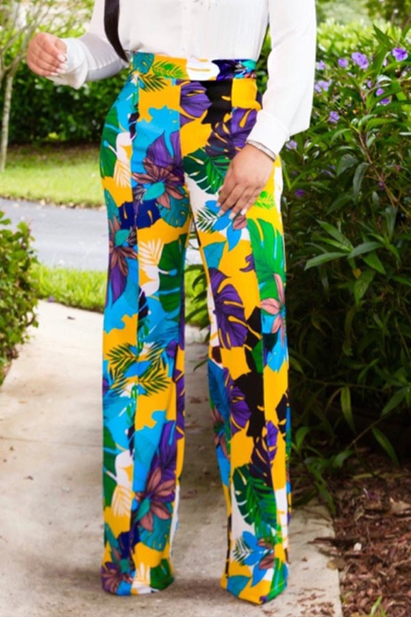 

Lovely Casual Print Loose Yellow Pants