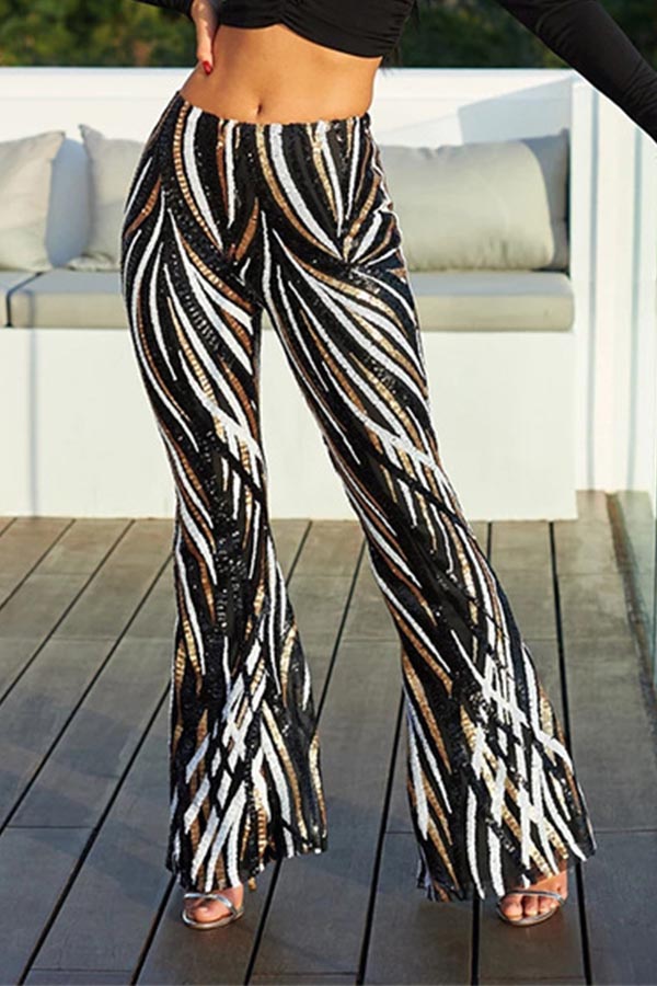 

Lovely Casual Print Black Pants