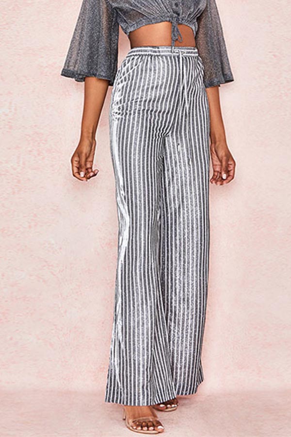 

Lovely Casual Striped Loose Pants, Stripe