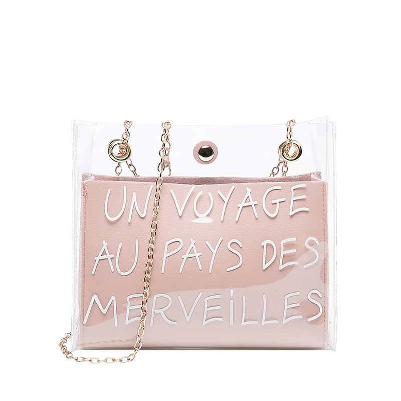 

Lovely Trendy Letter Print Pink Messenger Bag